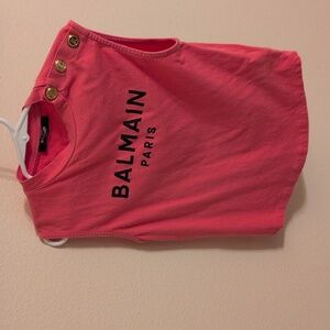 Balmain Monogrammed Sleeveless Top With Golden Buttons